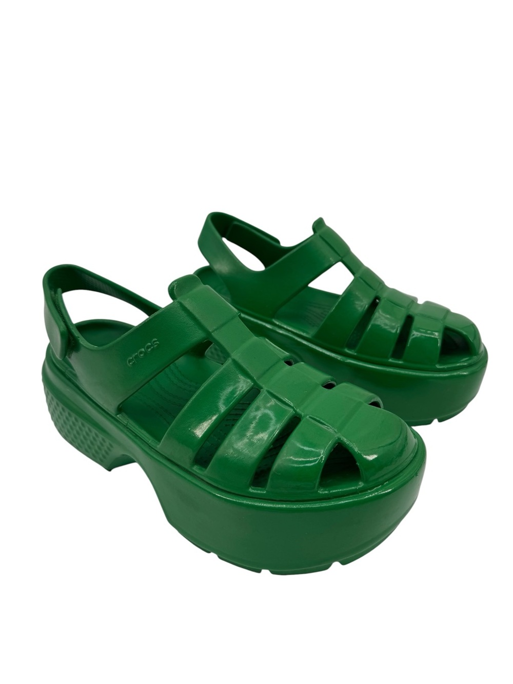 Crocs Stomp Fisherman High-Shine Sandal 210057-3WH Green Ivy Women's 7